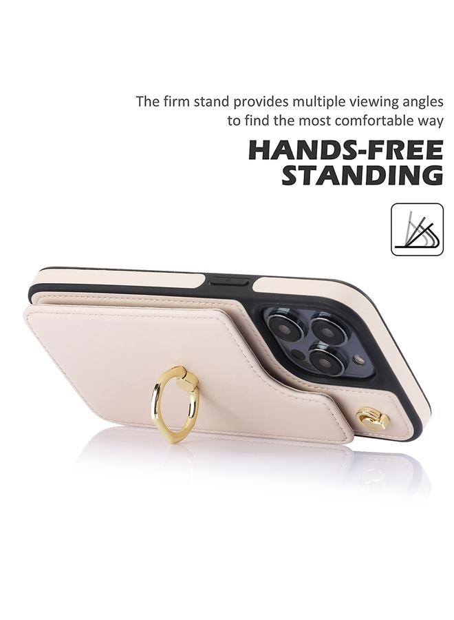 زبون جراب هاتف iPhone 13 Pro Max YM005 بملمس الجلد وحقيبة بطاقات مع حبل طويل - Image 5