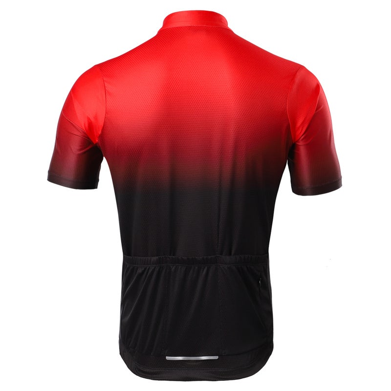 ARSUXEO Men Cycling Jersey: XL Color A Breathable Polyester Fabric - 3 Elastic Pockets 1 Zipped Pocket Reflective Strip for Low Light Riding Safety - Image 2