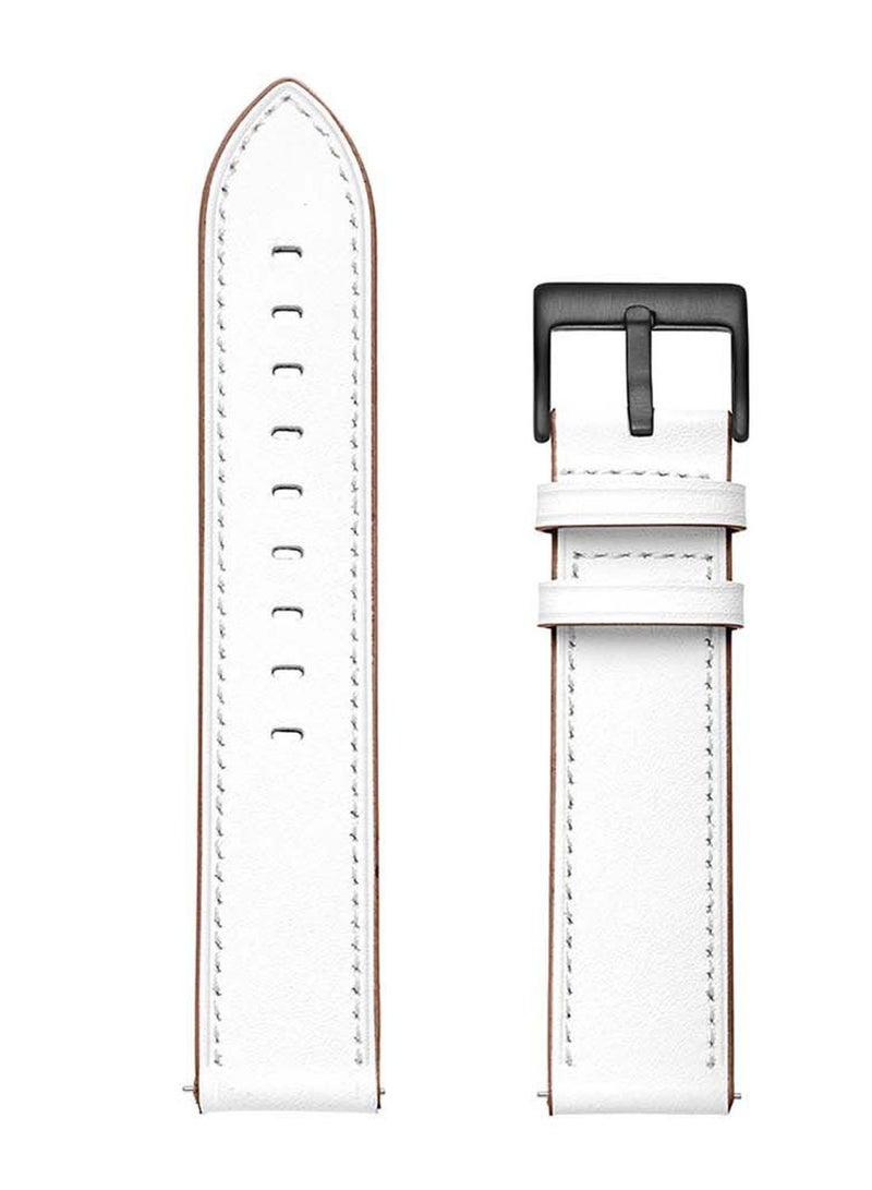 NIBEMINENT Genuine Leather Replacement Band 20 mm For Huawei Watch GT 2 White  - Image 1
