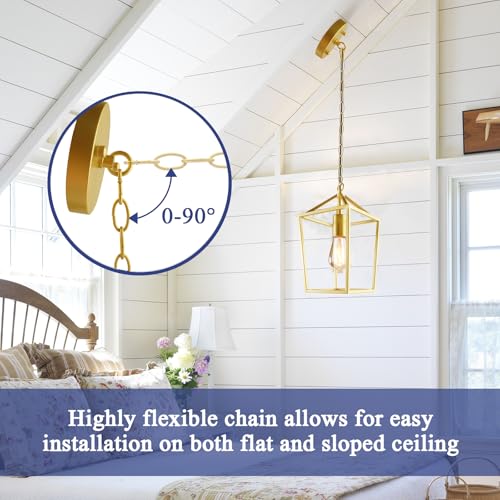 Sheetea 2-Pack Gold Pendant Lights Kitchen Island, Modern Mid Century Light Fixtures Hanging Lamp for Kitchen, Farmhouse Kitchen Pendant Lighting Over Island, Metal Cage Design - Image 5