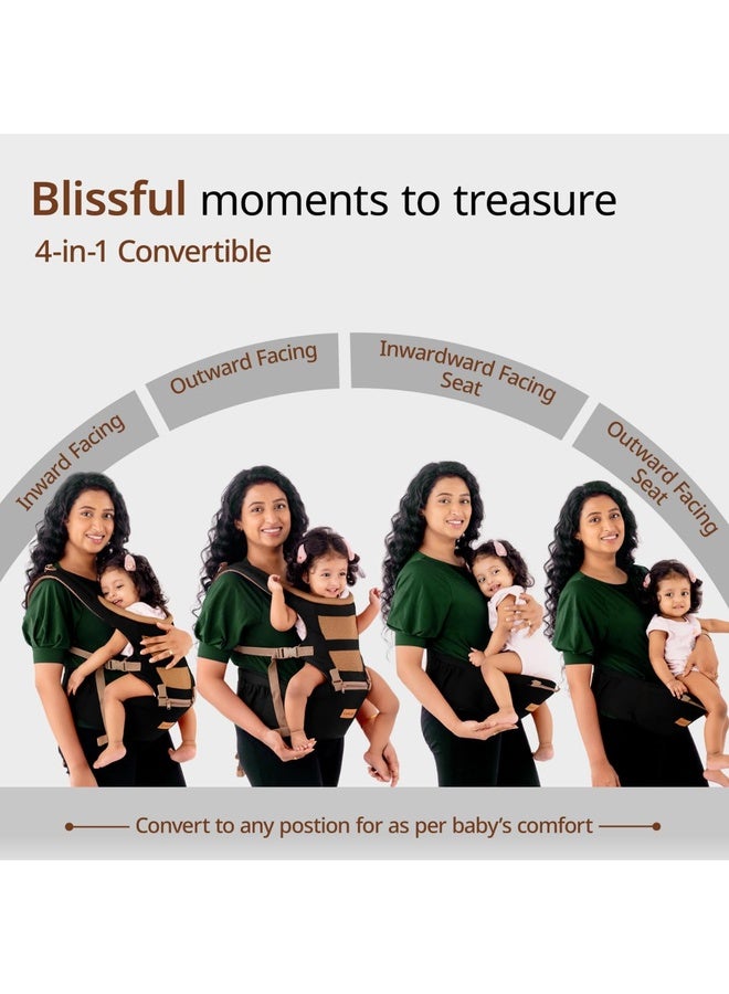 Luvlap Royal Hip Seat Baby Carrier with 4 Carry Positions, Baby Carrier with Hip seat for 6 to 24 Months Baby, Adjustable New-Born to Toddler Carrier, Max Weight Up to 15 Kgs (Black) - Image 3