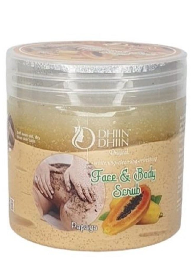 Dhin Dhin Body Brightening Papaya Face & Body Scrub 521ml