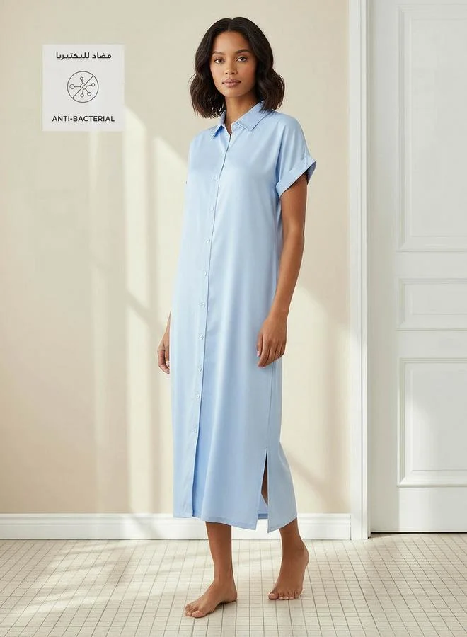 Splash FAV Set of 2   Nightdress Short Sleeves Collar Viscose