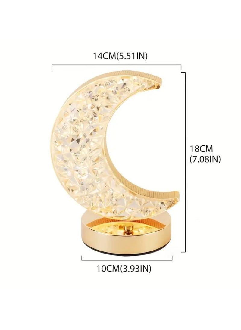 Yuwell - Ramadan Lamp Crystal Table Lamp Moon Lamp With USB 3 Color Changing Option Crystal Lamp LED Light Lamp With 3 Light Intensities Tactile Switch Desk Lamp Moon Lamp Ramadan Light For Ramadan Decoration - Image 1