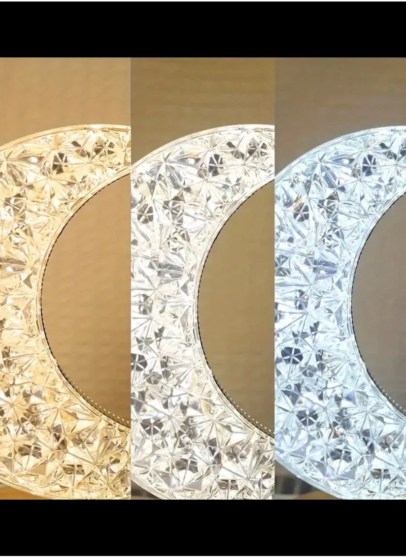 Yuwell - Ramadan Lamp Crystal Table Lamp Moon Lamp With USB 3 Color Changing Option Crystal Lamp LED Light Lamp With 3 Light Intensities Tactile Switch Desk Lamp Moon Lamp Ramadan Light For Ramadan Decoration - Image 1