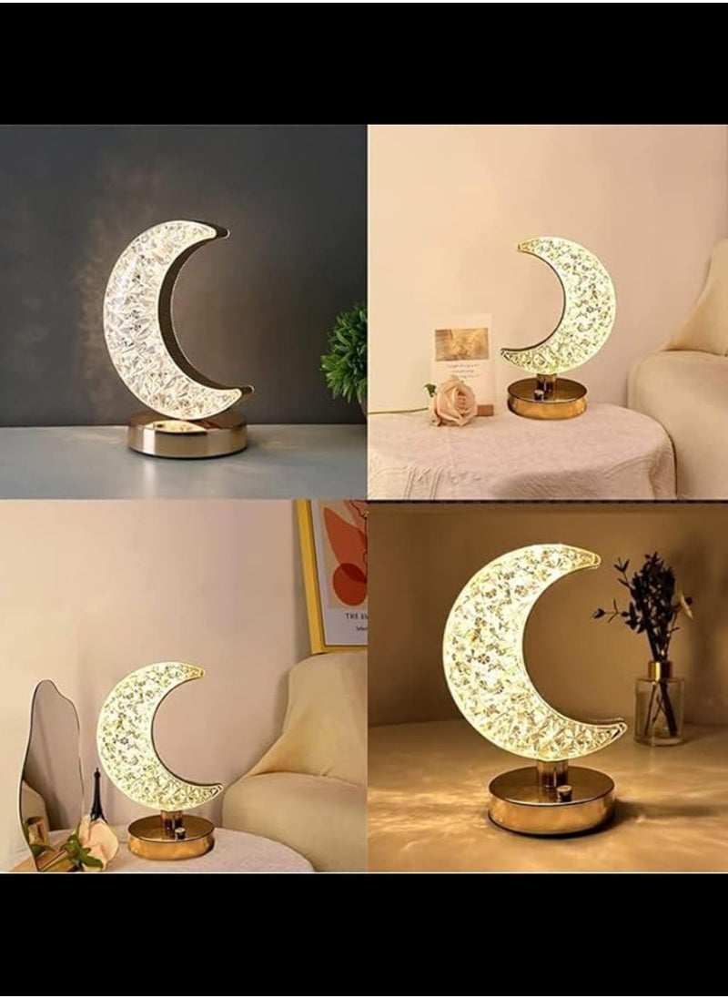 Yuwell - Ramadan Lamp Crystal Table Lamp Moon Lamp With USB 3 Color Changing Option Crystal Lamp LED Light Lamp With 3 Light Intensities Tactile Switch Desk Lamp Moon Lamp Ramadan Light For Ramadan Decoration - Image 1