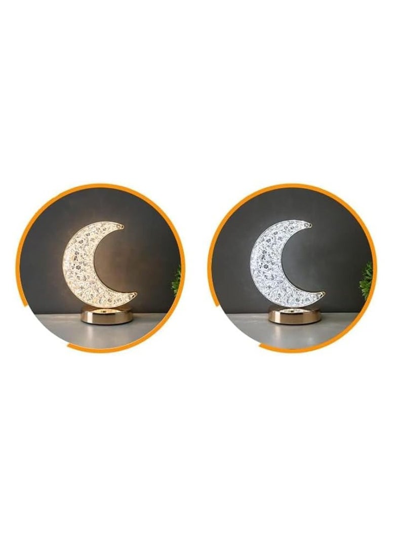 Yuwell - Ramadan Lamp Crystal Table Lamp Moon Lamp With USB 3 Color Changing Option Crystal Lamp LED Light Lamp With 3 Light Intensities Tactile Switch Desk Lamp Moon Lamp Ramadan Light For Ramadan Decoration - Image 1