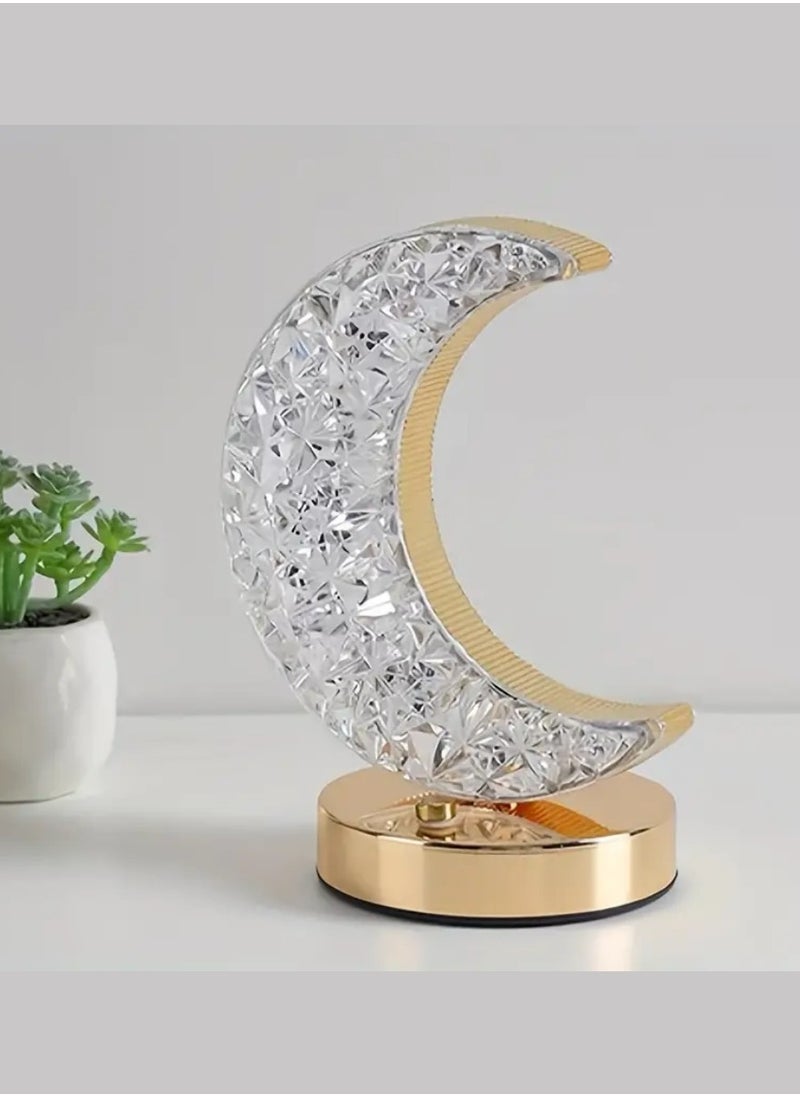Yuwell - Ramadan Lamp Crystal Table Lamp Moon Lamp With USB 3 Color Changing Option Crystal Lamp LED Light Lamp With 3 Light Intensities Tactile Switch Desk Lamp Moon Lamp Ramadan Light For Ramadan Decoration - Image 1