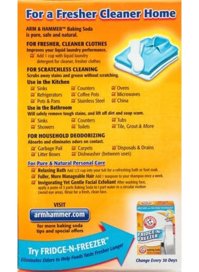 ARM & HAMMER Baking Soda Pack of 2 x 1.81 kg | Pure Sodium Bicarbonate Multi-Purpose Cleaner, Deodorizer & Baking Ingredient | USA Import Family Value Pack - Image 3