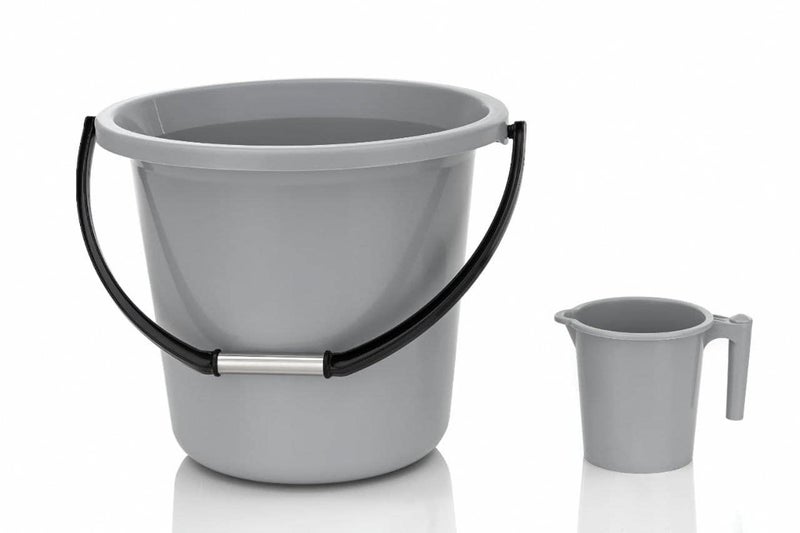AUREUS Bathroom Bucket and Mug Set 18 L GREY - Image 1