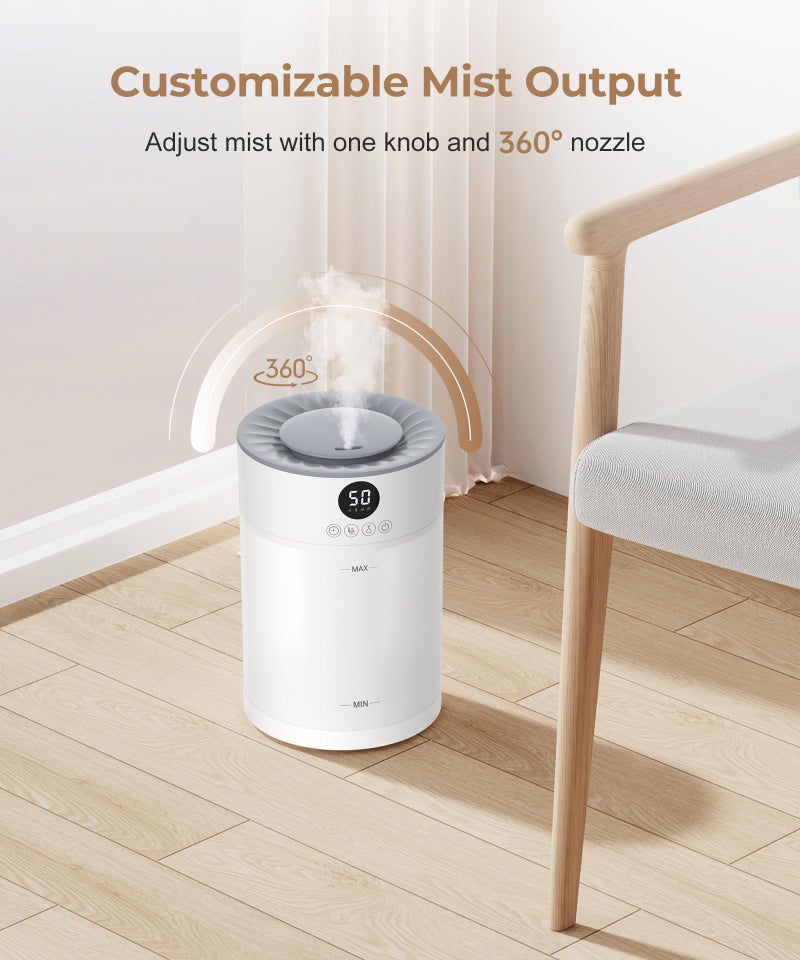 Abolee Humidifiers for Plants 4.5L Cool Mist with Essential Oil Diffuser, Humidifier Large Room, 24dB Quiet Air Humificador fit Baby Nursery & Bedroom, 360Â° Adjustable, Easy Fill & Cleaning (White) - Image 5