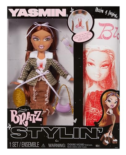 BRATZ دمية براز ستايلين ياسمين مع تي شيرت قابل للتخصيص لك وإكسسوارات - Image 1