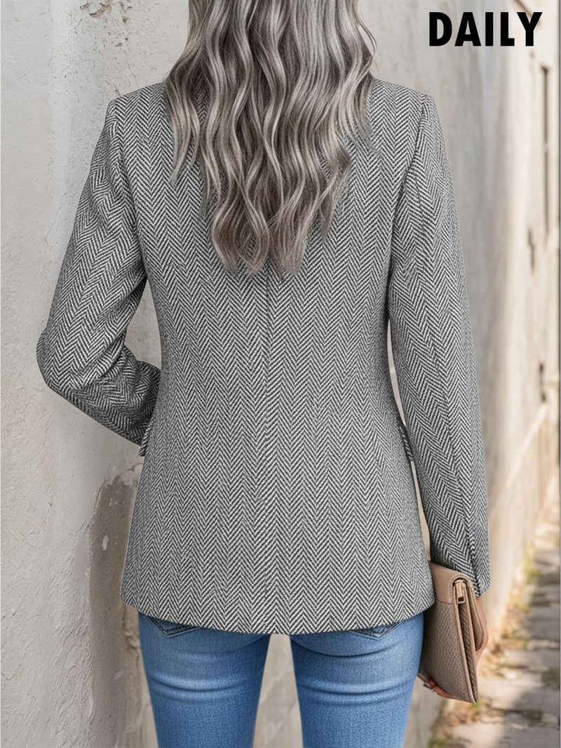 Mina Self Herringbone Blazer Jacket for Women Plaid Houndstooth Black and White Business Casual Womens Blazers Work Professional Clothes Outfits Sacos De Mujer para Vestir Fashion Trendy Jackets Suit Suits - Image 3