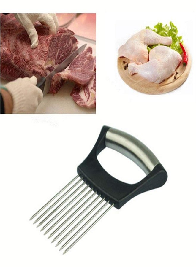Hovico Stainless Steel Onion Holder Fruits Veg Meat Tomato Cutter Slicer Peeler Chopper,Stainless Steel Cutting Kitchen Gadget - Image 5