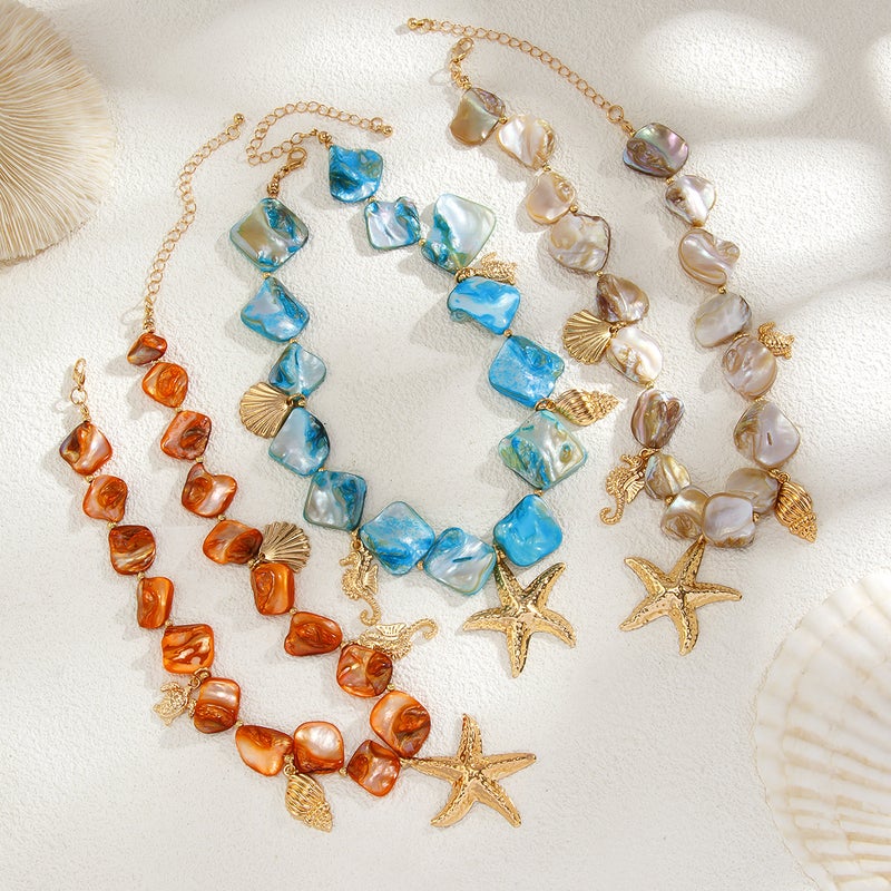 SHIXIN European and American Cross-Border Beach Accessory: Shell Choker Necklace with Starfish, Versatile Ocean-Style Set - Image 4