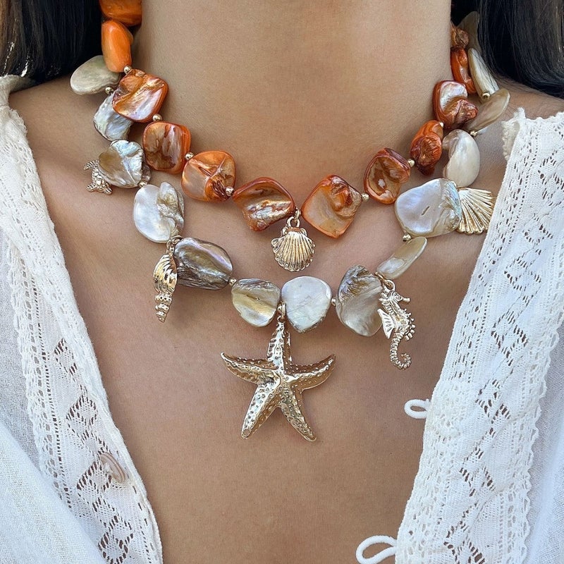 SHIXIN European and American Cross-Border Beach Accessory: Shell Choker Necklace with Starfish, Versatile Ocean-Style Set - Image 2
