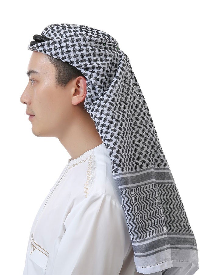 وهاواي Head Wrap Scarf Arabic Turban Tactical Desert Neck Headwear Wrap for Men Women, Arab Scarf in Black Check 140X140cm - Image 1