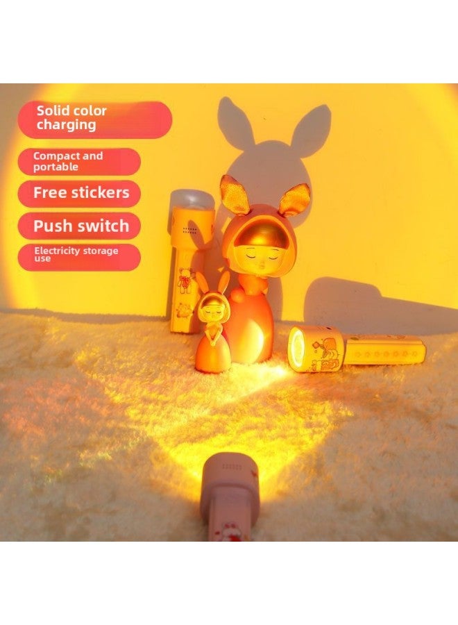 Flashlight Small Portable Colorful Warm Light Girl Heart Rechargeable Photo Atmosphere Light Mini Sunset Light