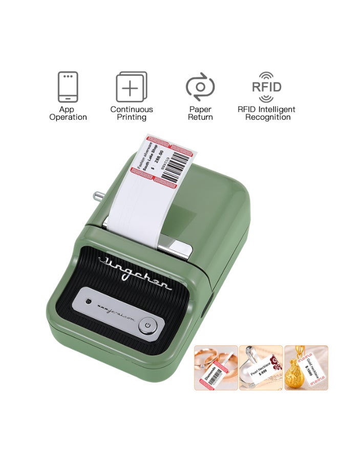 Portable Wireless BT Thermal Label Printer With RFID Recognition Avocado Green - Image 3