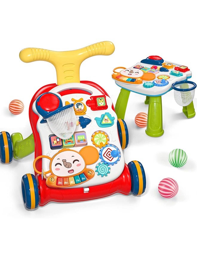 GOOTOY 2 in 1 Baby Walker, Early Educational Child Activity Center, Multifunctional Removable Play Panel, Baby Music Learning Toy Gift - Image 1