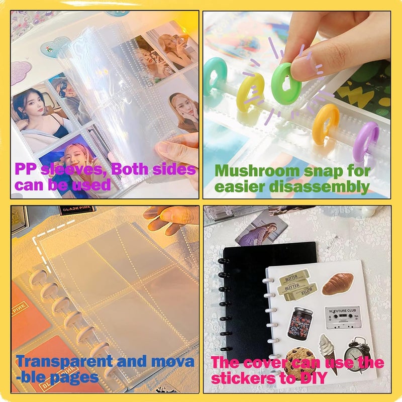 KASTWAVE Photocard Binder 3 Inch Photocard Holder Book Sleeves With 30Pcs Inner Pages Idol Album Business Cards Collect 6 Ring Photo Protectors Hold 240 Cards - Image 3
