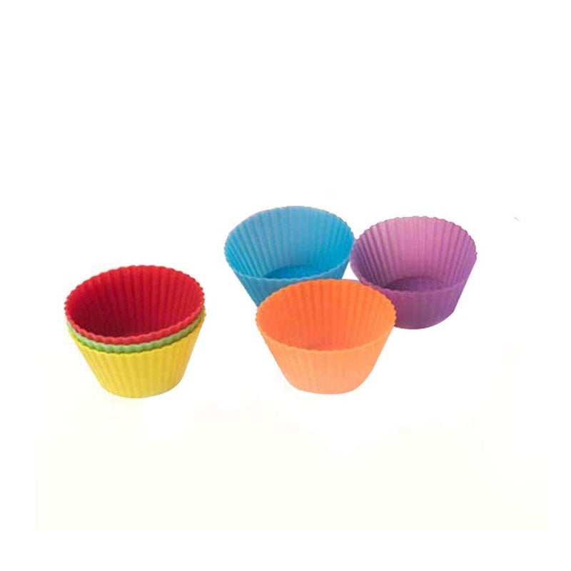 Healux Round Shape Silicone CupcakeMuffinsJellyCake Mould 6 Pieces - Image 5