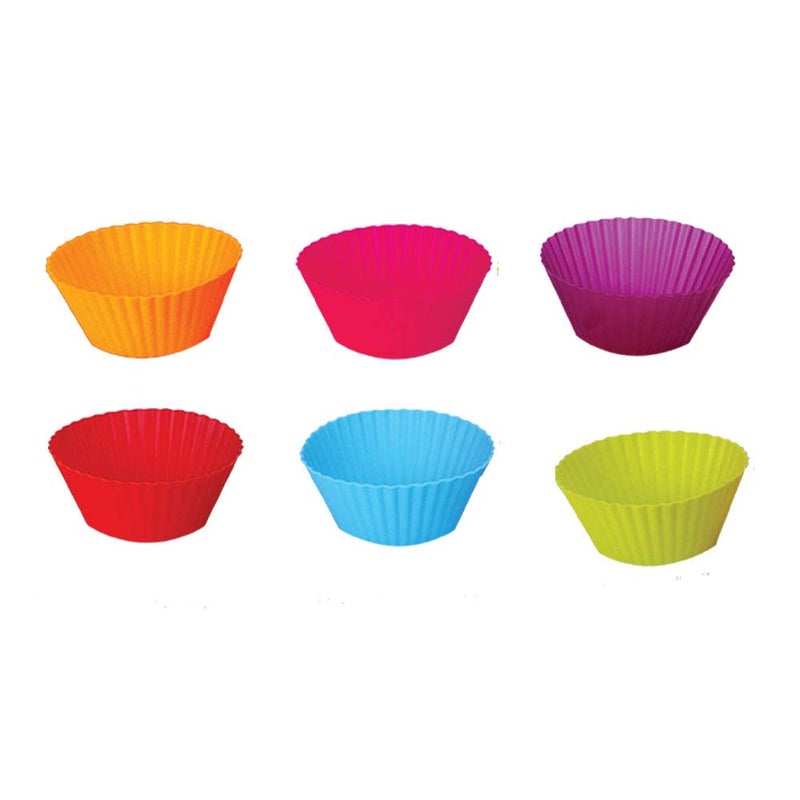Healux Round Shape Silicone CupcakeMuffinsJellyCake Mould 6 Pieces - Image 3