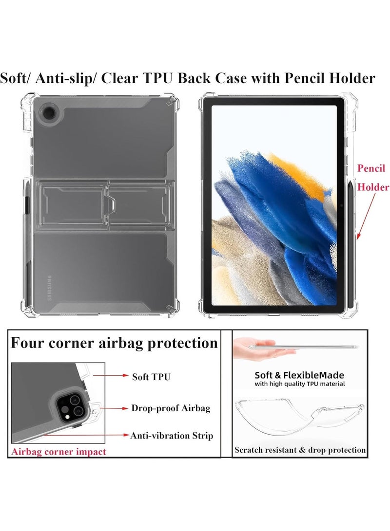Transparent Stand Case for Samsung Galaxy Tab S6 Lite 10.4-Inch 2024/2022/2020 Case Shockproof,Thin Slim Lightweight Anti-Yellowing Bumper, Kickstand Cover, with Pencil Holder - Clear - Image 4