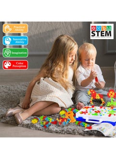 HAPTIME Stem Toys For 3 4 5 6 Year Old,Design And Drill Toy For Kid,Construction Games With Toy Drill,Creative Engineering Building Kits,Kid Play Toolbox For Toddler Preschool,Educational Toys For Boy & Girl  - Image 2