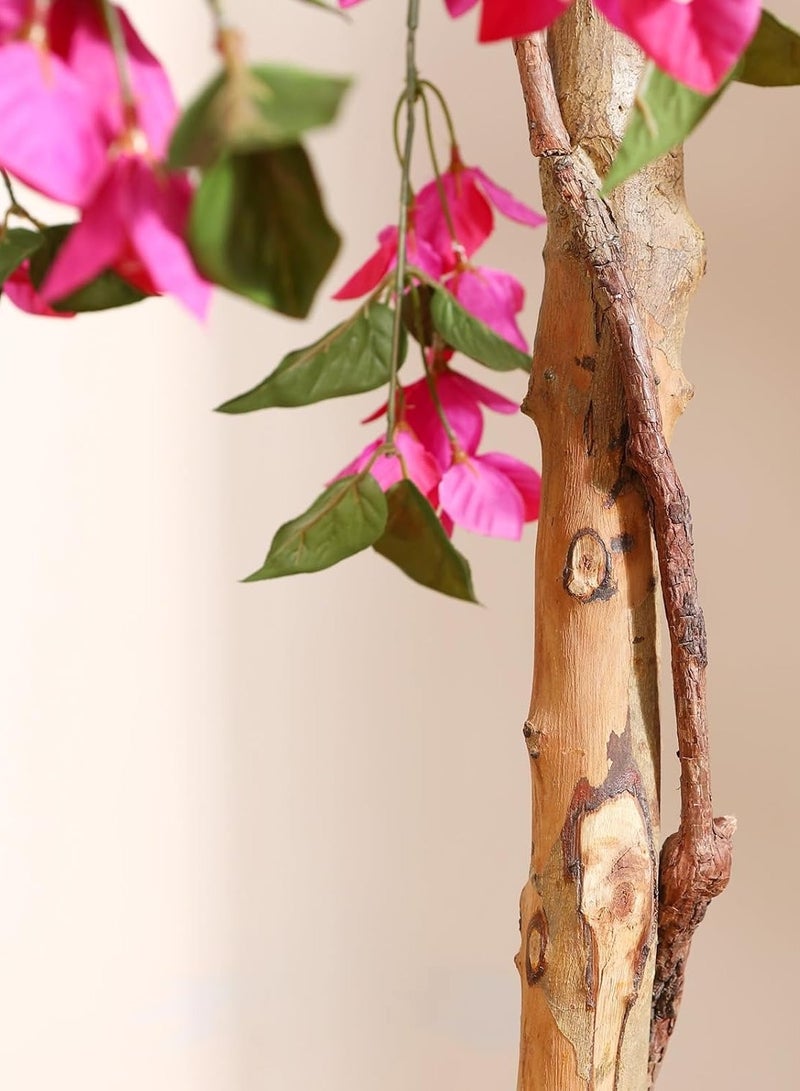 Generic 120cm Artificial Tree Tall Potted Fake Bougainvillea Trees for Outdoor Indoor Office Wedding Home Decor Lifelike Faux Plants with Wood Trunk and Pink Flowers  - Image 3