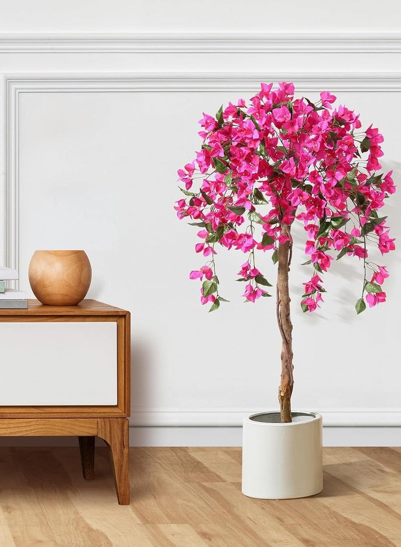 Generic 120cm Artificial Tree Tall Potted Fake Bougainvillea Trees for Outdoor Indoor Office Wedding Home Decor Lifelike Faux Plants with Wood Trunk and Pink Flowers  - Image 5