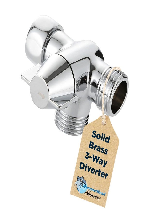 HammerHead Showers صمام تحويل الدش ثلاثي الاتجاهات من المعدن الصلب HammerHead Showers® - محول ذراع الدش يتصل بذراع الدش الثابت والمحمول باليد - محول دش لرأس دش مزدوج - موزع دش ثنائي الاتجاه - كروم - Image 1