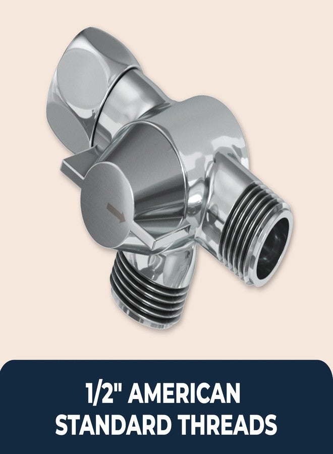 HammerHead Showers صمام تحويل الدش ثلاثي الاتجاهات من المعدن الصلب HammerHead Showers® - محول ذراع الدش يتصل بذراع الدش الثابت والمحمول باليد - محول دش لرأس دش مزدوج - موزع دش ثنائي الاتجاه - كروم - Image 5