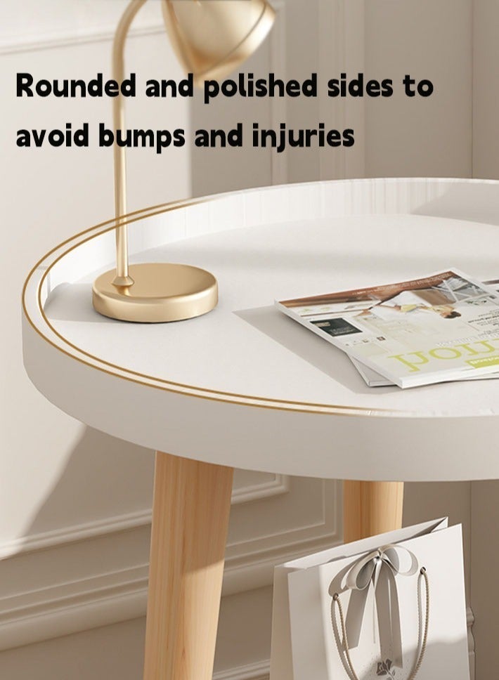 dida-cosmos Simple small round table double layer storage bedside coffee table home side table - Image 4