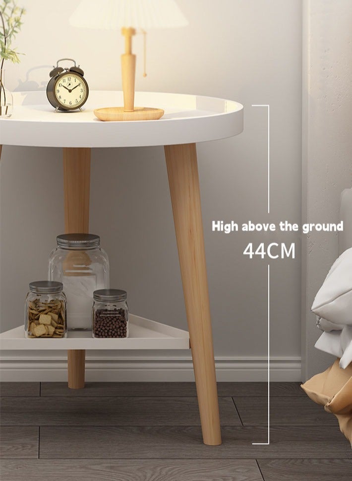 dida-cosmos Simple small round table double layer storage bedside coffee table home side table - Image 5