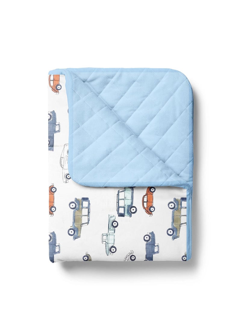 MOM'S HOME MOM'S HOME Organic Cotton Baby Muslin AC Quilt/Blanket | 100x120 cm | 0-3 Year (Car)  - Image 2