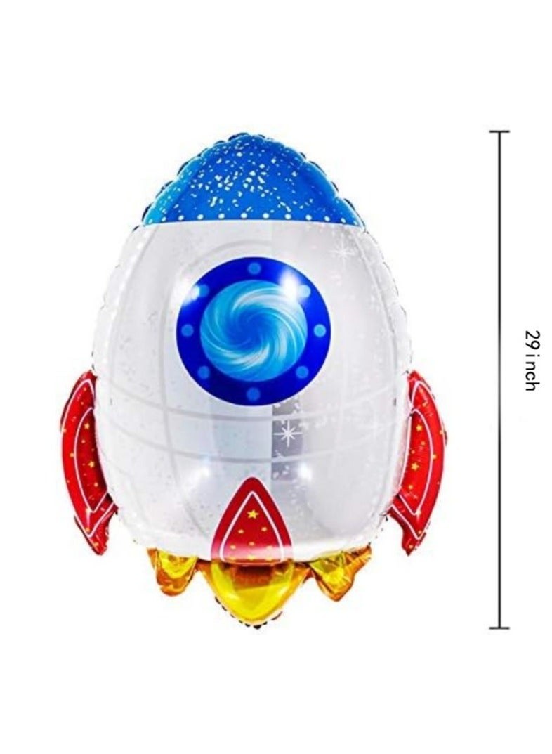 4-Pack Cute Large Size Outer Space Cartoon Balloons Astronaut Balloons Rocket Balloons for Kids Planet Themed Party Supplies Baby Shower Birthday Party - Image 3