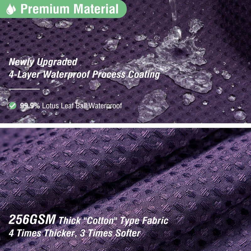 Dynamene Purple Fabric Shower Curtain - Waffle Textured Heavy Duty Cloth Shower Curtains for Bathroom, 256GSM Hotel Spa Luxury Weighted Polyester Bath Curtain Set with 12 Plastic Hooks(72Wx72H,Purple) - Image 3