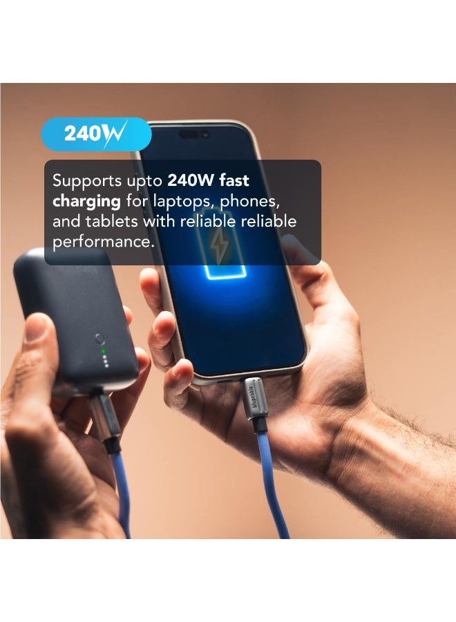 blupebble PowerFlow 240W USB-C to USB-C Fast Charging Cable 2M | PD 3.1 Ultra-Speed Data & Power Cable for iPhone 16, iPhone 15, MacBook, Samsung, iPad, Laptop & Android Devices | Braided, Durable & Safe - Image 3