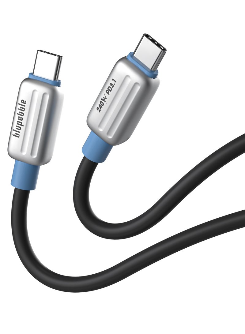 blupebble PowerFlow 240W USB-C to USB-C Fast Charging Cable 2M | PD 3.1 Ultra-Speed Data & Power Cable for iPhone 16, iPhone 15, MacBook, Samsung, iPad, Laptop & Android Devices | Braided, Durable & Safe - Image 1