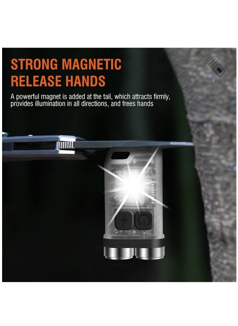 Captaintech 900 Lumen Mini Flashlight - USB Rechargeable Keychain EDC Light, Super Bright Waterproof Tactical LED with Magnetic Base for Camping, Hiking, and Emergency Situations.  - Image 4