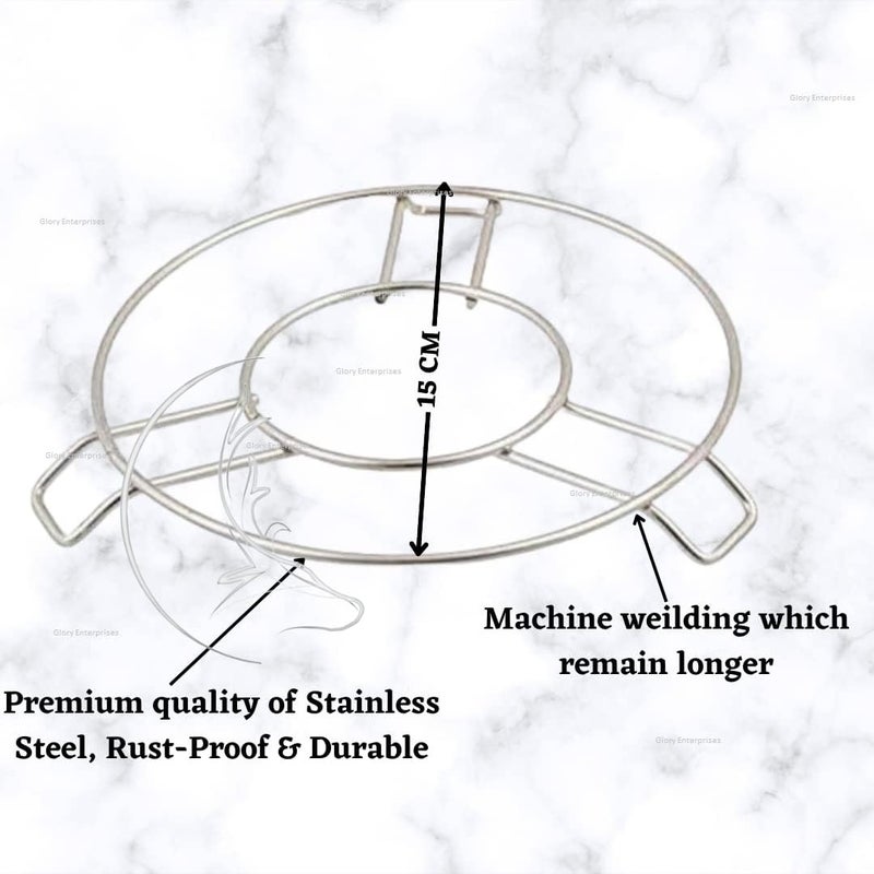 THE COOK HOUSE THE COOK HOUSE - Stainless Steel Round Table Ring, Hot Pot Stand, Hot Pan/Vessel Holder for Dining Table, Cooker/Steamer/Matka Stand, Kitchen Rack - Medium (5)  - Image 3