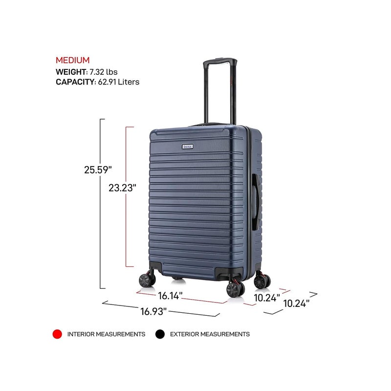 InUSA DEEP Luggage with GEL Handle | Spacious Traveling Suitcases, Travel Suitcase with Dual Spinner Wheels and Studs | 24 Inch Medium Hardside Luggage | Blue - Image 3