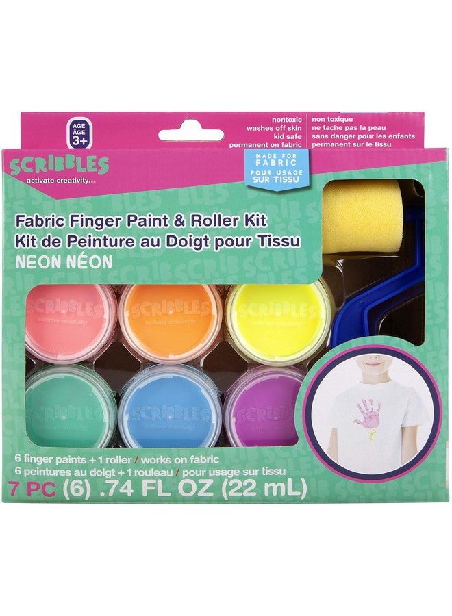 Scribbles Roller Kit, Kid Safe, Permanent Finger Paint, 7 Piece Set, Neon - Image 1