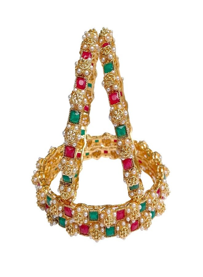 DENICRAAS Elegant Cylindrical Pearl Bangles for Women - A Timeless Beauty with Multicolour Pearls and Sophisticated Design - Perfect for Formal and Casual Occasions Sizes 2.10 - Image 3