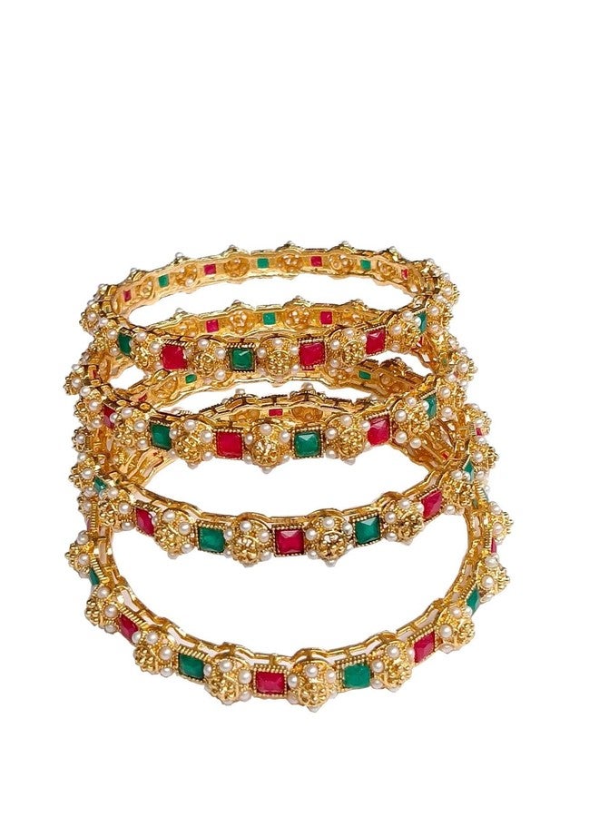 DENICRAAS Elegant Cylindrical Pearl Bangles for Women - A Timeless Beauty with Multicolour Pearls and Sophisticated Design - Perfect for Formal and Casual Occasions Sizes 2.10 - Image 2