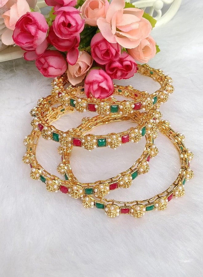 DENICRAAS Elegant Cylindrical Pearl Bangles for Women - A Timeless Beauty with Multicolour Pearls and Sophisticated Design - Perfect for Formal and Casual Occasions Sizes 2.10 - Image 5
