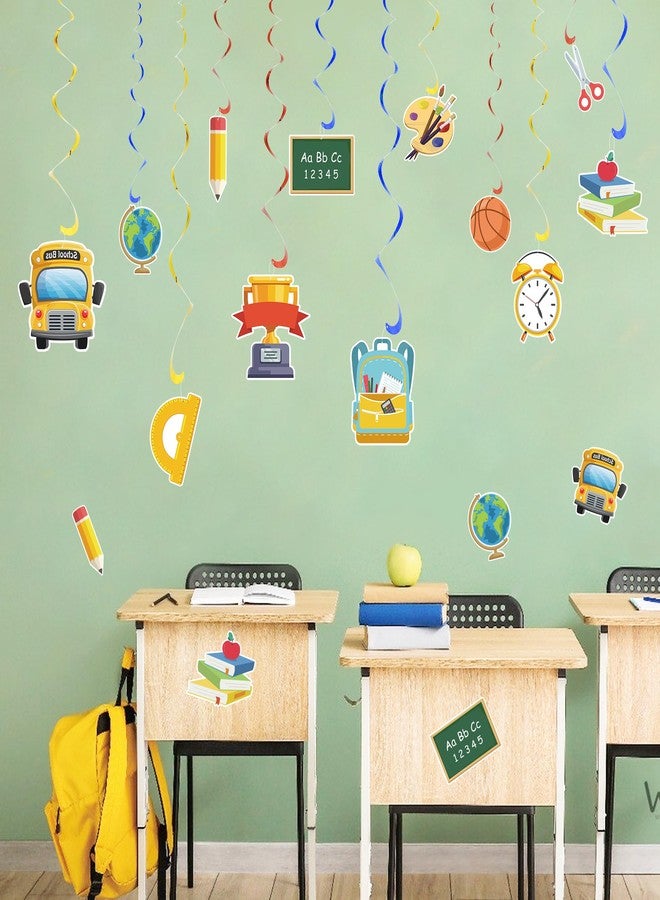 UNIIDECO 48PCS Back to School Hanging Swirl Decorations & Cutouts for Classroom, Office, Home or Party - Multicolored, Cartoon, School Theme - Wall, Window, Scrapbook - Plastic, Single Use - Image 3