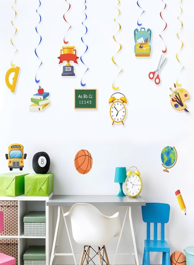 UNIIDECO 48PCS Back to School Hanging Swirl Decorations & Cutouts for Classroom, Office, Home or Party - Multicolored, Cartoon, School Theme - Wall, Window, Scrapbook - Plastic, Single Use - Image 4