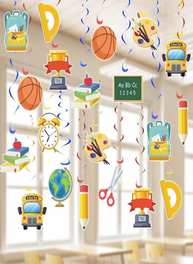 UNIIDECO 48PCS Back to School Hanging Swirl Decorations & Cutouts for Classroom, Office, Home or Party - Multicolored, Cartoon, School Theme - Wall, Window, Scrapbook - Plastic, Single Use - Image 1